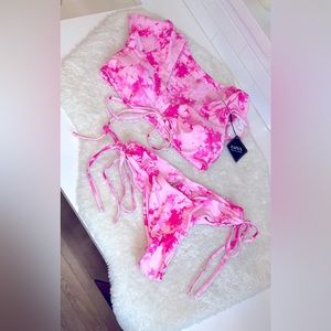 NEW Zaful womens pink tye dye bikini size XL